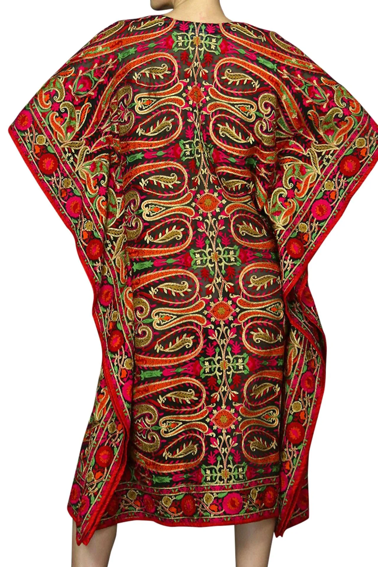 Holiday Lace Up Short Kaftan Dress in Poinsettia