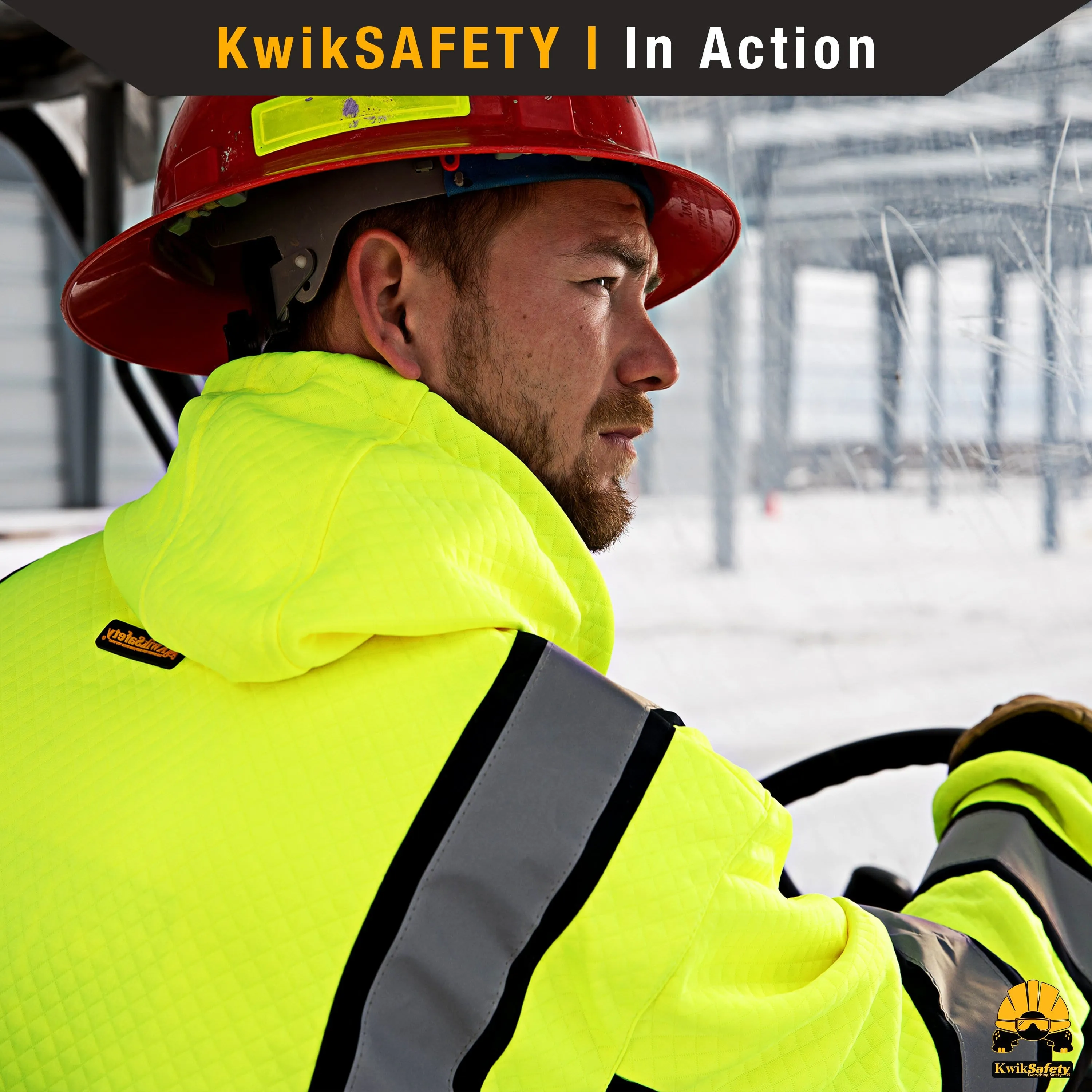 KwikSafety SAGE Safety Hoodie (PREMIUM QUILTED STITCHING) Class 3 ANSI Tested OSHA Compliant Hi Vis Reflective PPE - Model No.: KS5505