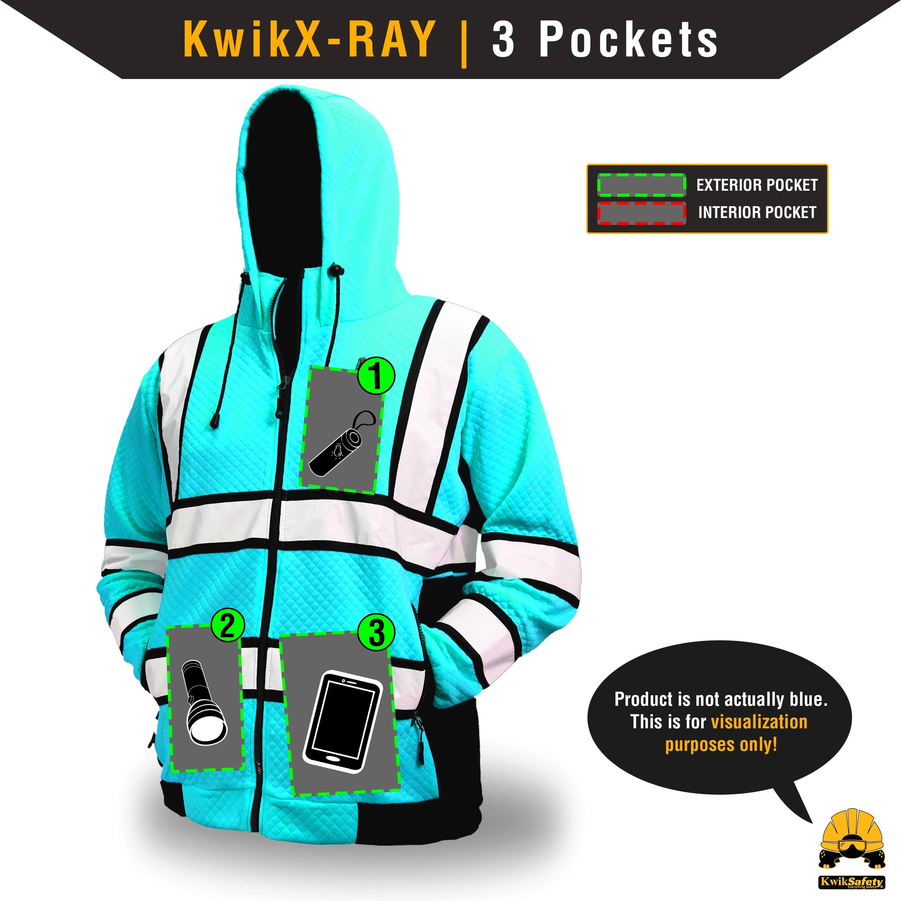 KwikSafety SAGE Safety Hoodie (PREMIUM QUILTED STITCHING) Class 3 ANSI Tested OSHA Compliant Hi Vis Reflective PPE - Model No.: KS5505