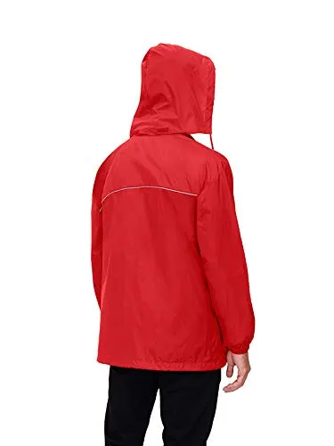 Men's Cycling Running Jacket Waterproof Reflective Lightweight Rain Jacket Windbreaker Windproof Bike Jacket Hooded Packable Rain Coat(Red,3XL)