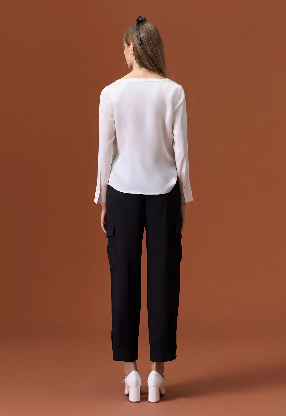 Minimalism White Mulberry Silk Top