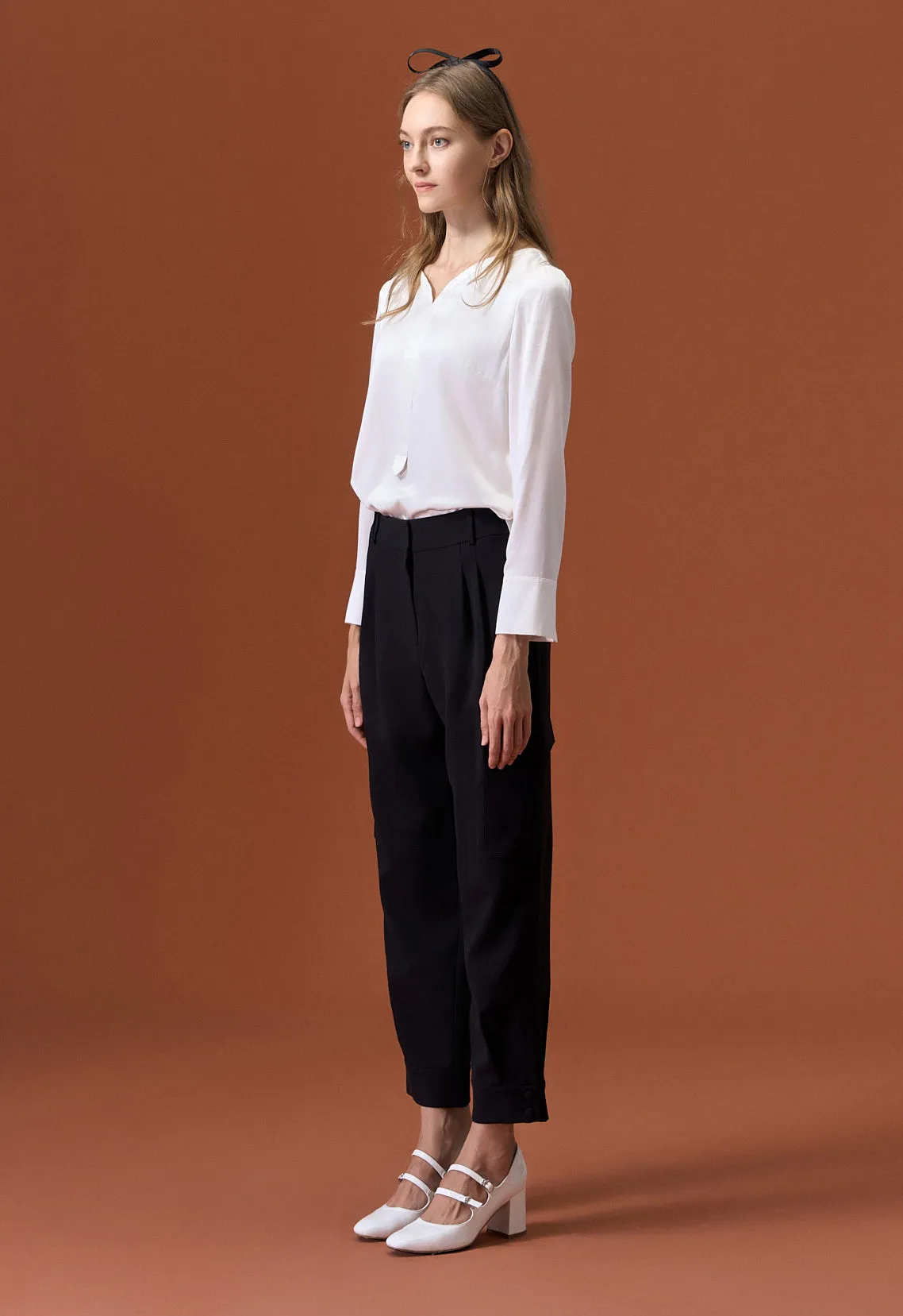 Minimalism White Mulberry Silk Top