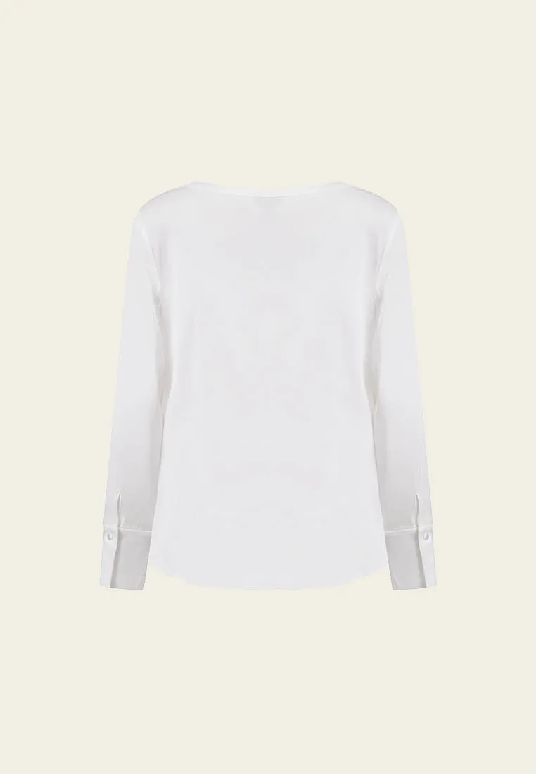 Minimalism White Mulberry Silk Top