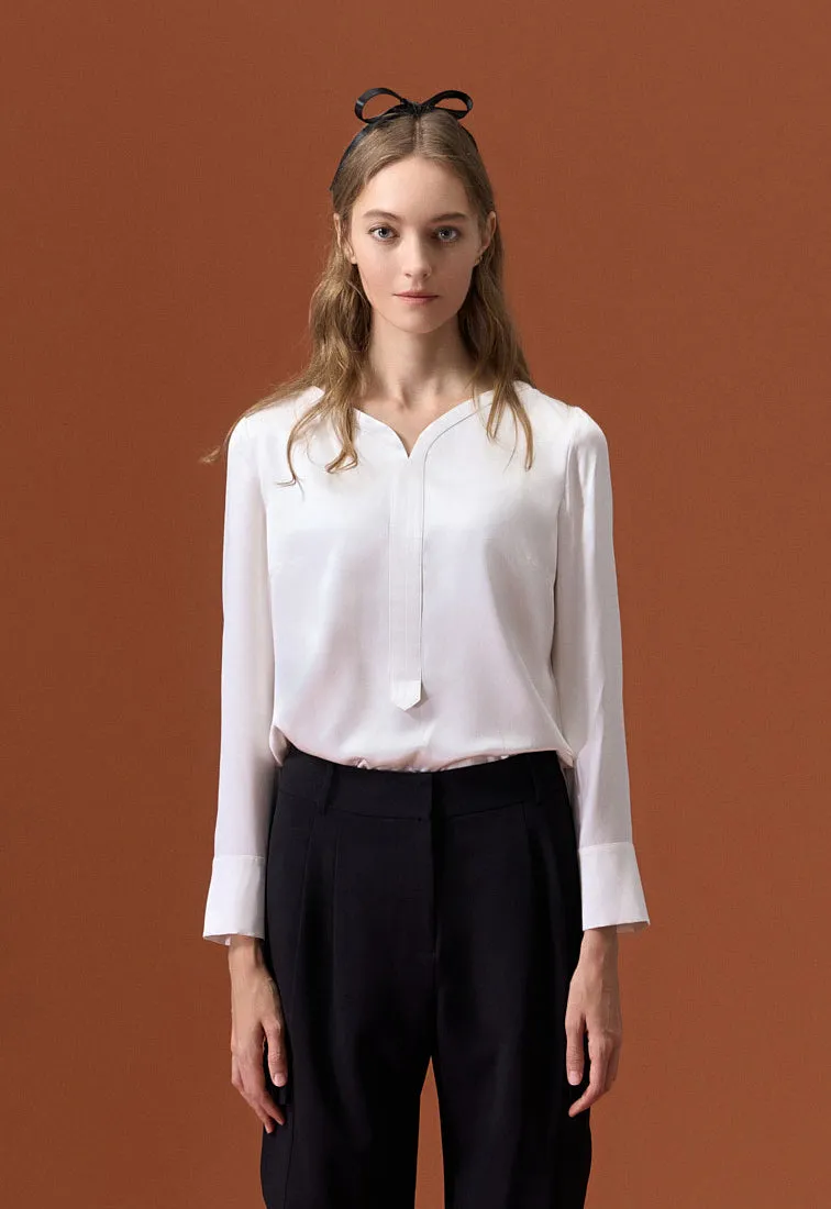Minimalism White Mulberry Silk Top