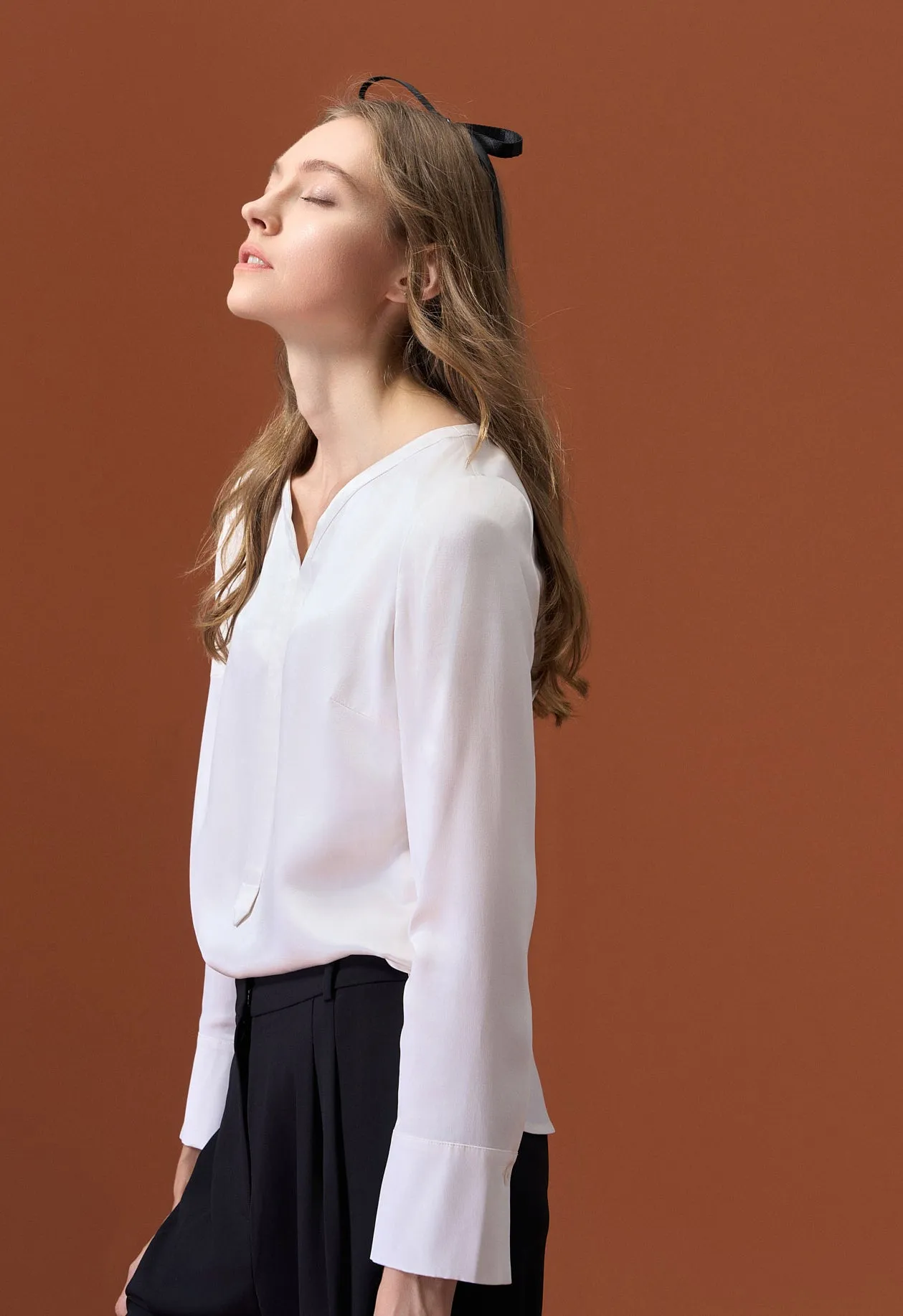 Minimalism White Mulberry Silk Top