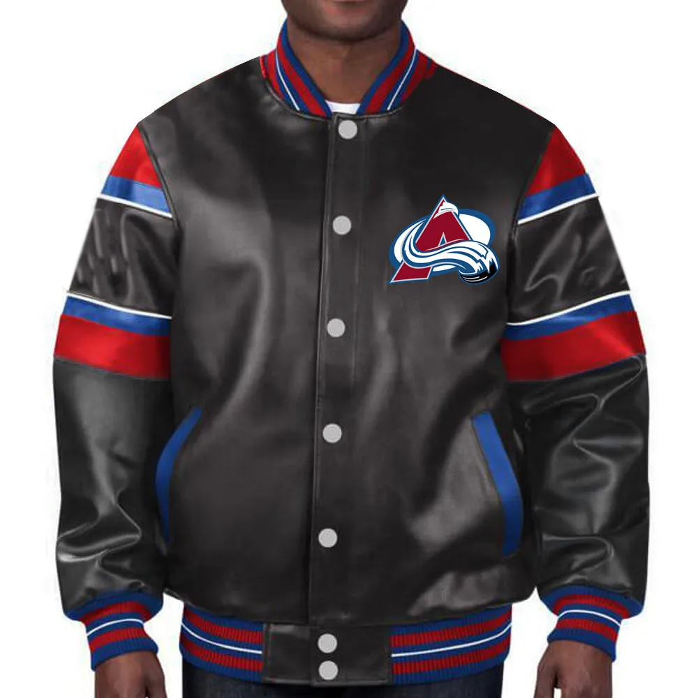 NHL Colorado Avalanche Letterman Leather Jacket by TJS