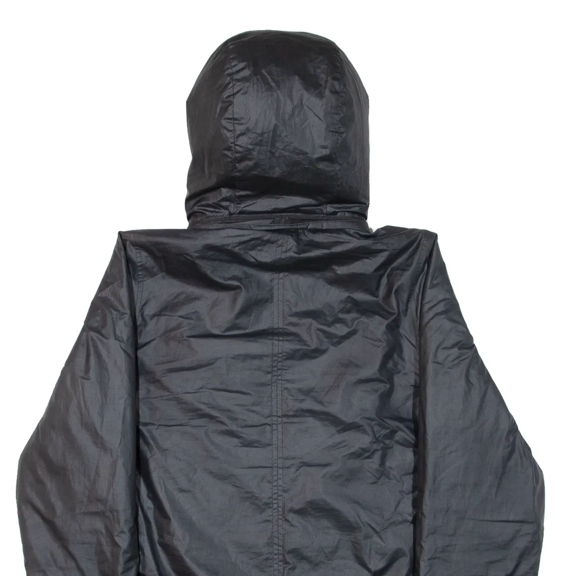 NIKE Quilted Lined Mens Coat Black Nylon Hooded L