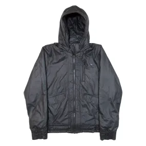 NIKE Quilted Lined Mens Coat Black Nylon Hooded L