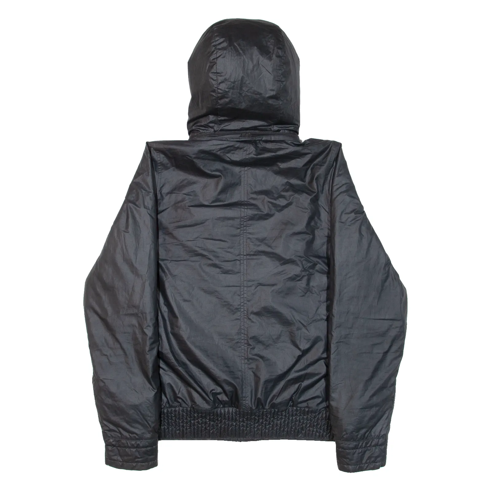 NIKE Quilted Lined Mens Coat Black Nylon Hooded L