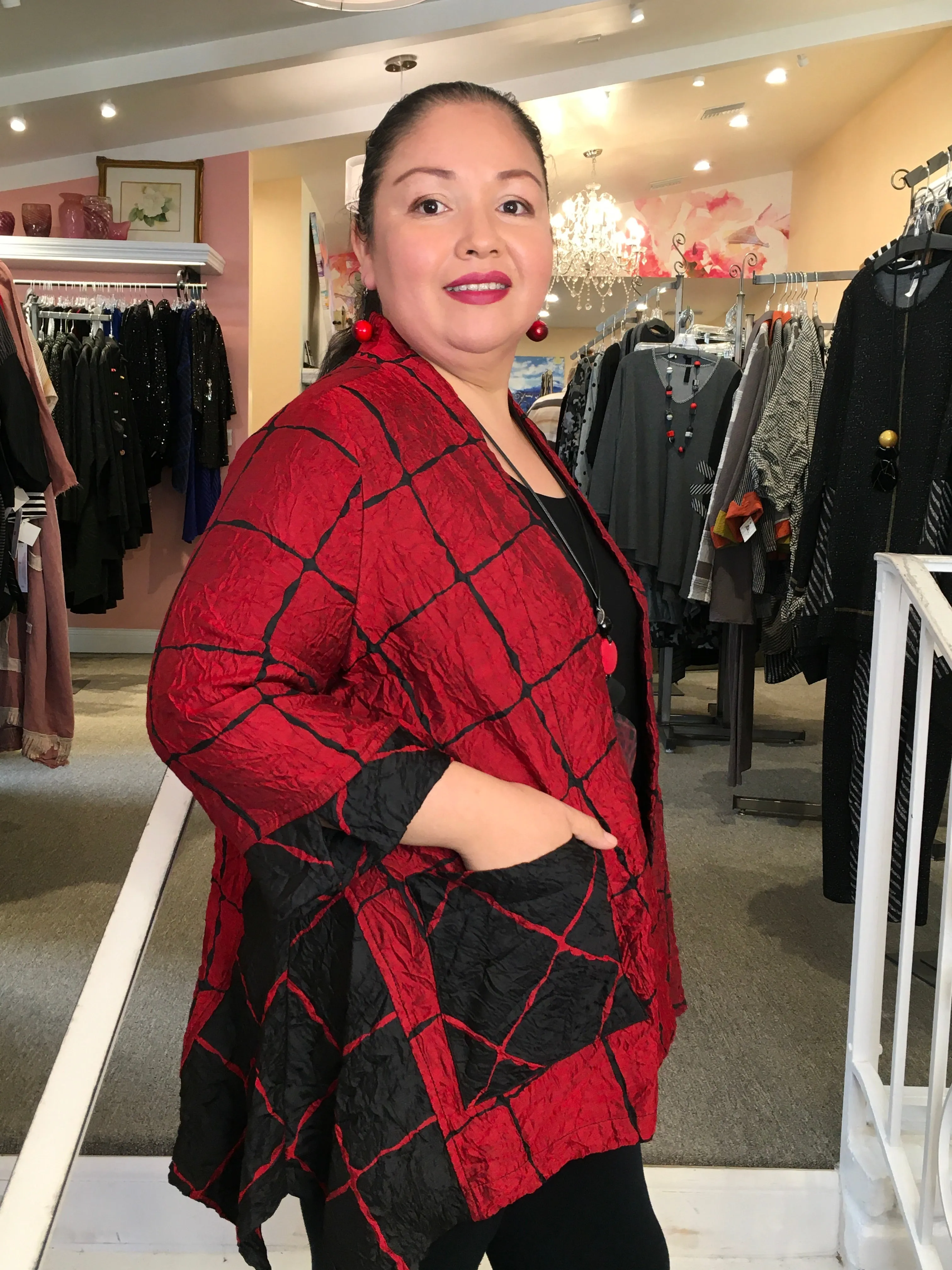 OPEN BLOCK KIMONO - RED