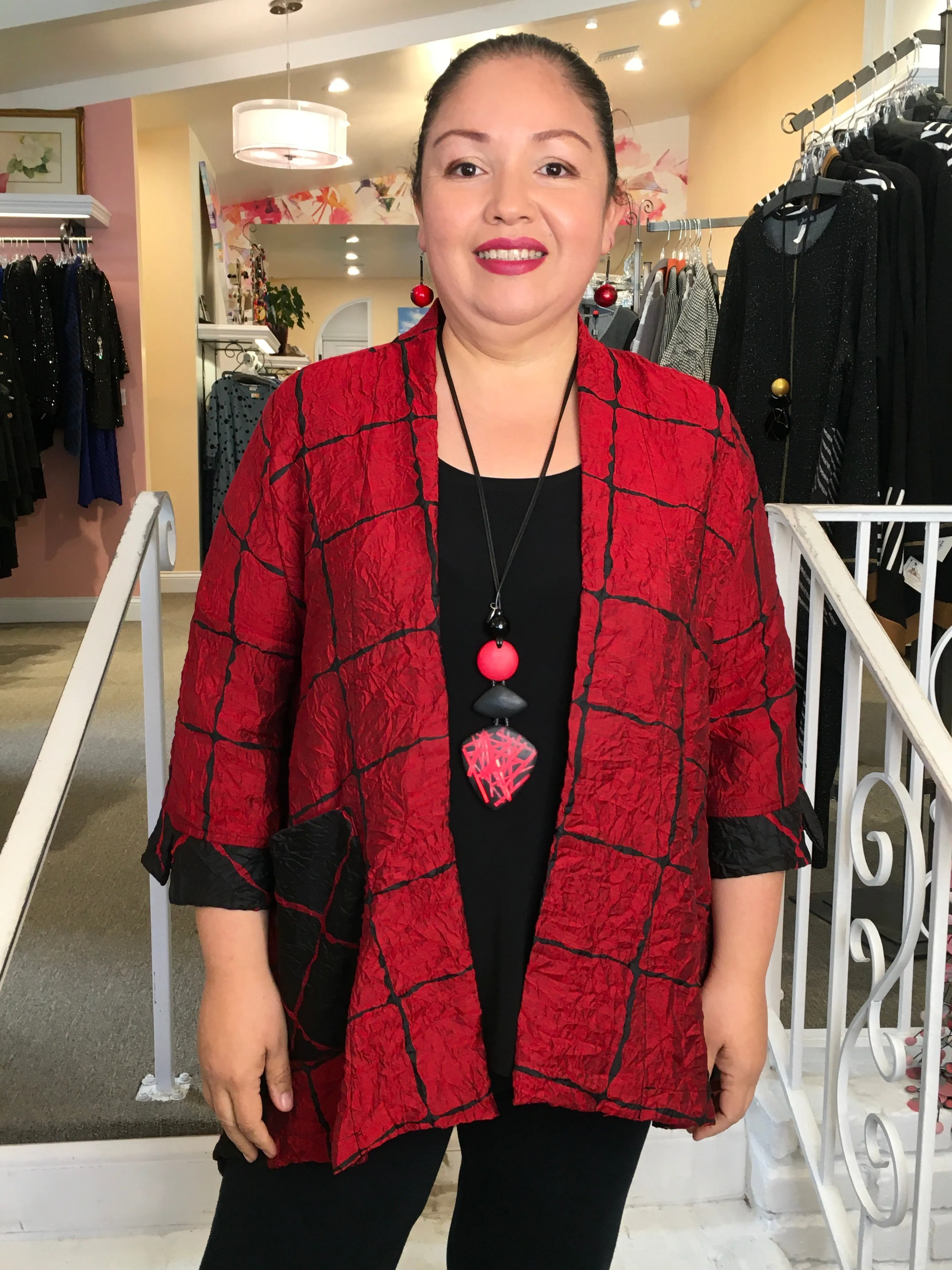 OPEN BLOCK KIMONO - RED