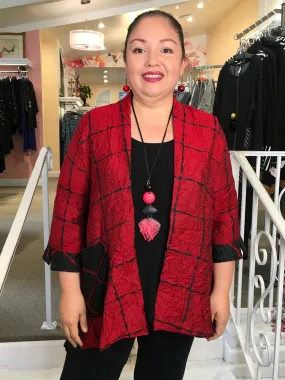 OPEN BLOCK KIMONO - RED