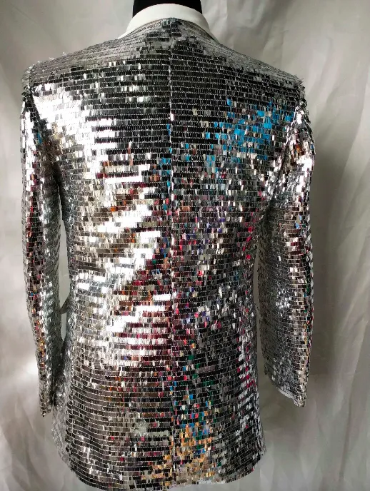 Party Outfit For Men's Disco Costume Mirrored Blazer Kimono Blazer Men's Festival Outfit