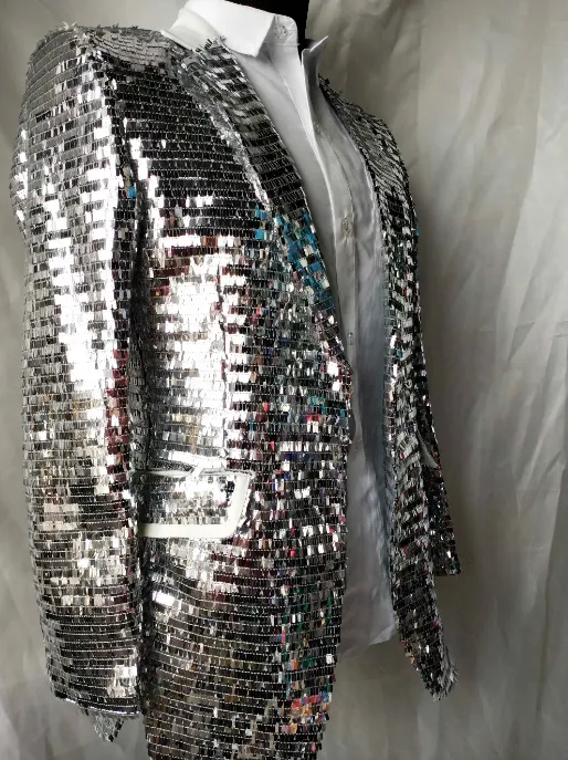 Party Outfit For Men's Disco Costume Mirrored Blazer Kimono Blazer Men's Festival Outfit