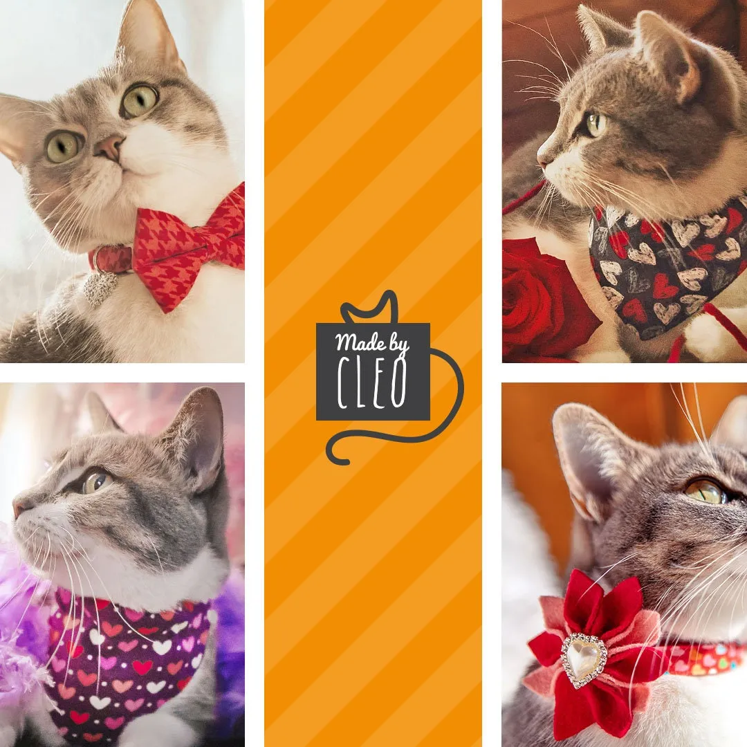 Pet Bandana - "Chalk It Up To Love" - Black, White & Red Heart Bandana for Cat   Small Dog / Valentine's Day / Slide-on Bandana / Over-the-Collar (One Size)