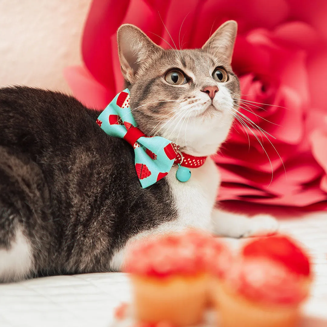 Pet Bandana - "Hey Cupcake - Mint" - Valentine's Day Cupcake Bandana for Cat   Small Dog / Birthday / Slide-on Bandana / Over-the-Collar (One Size)