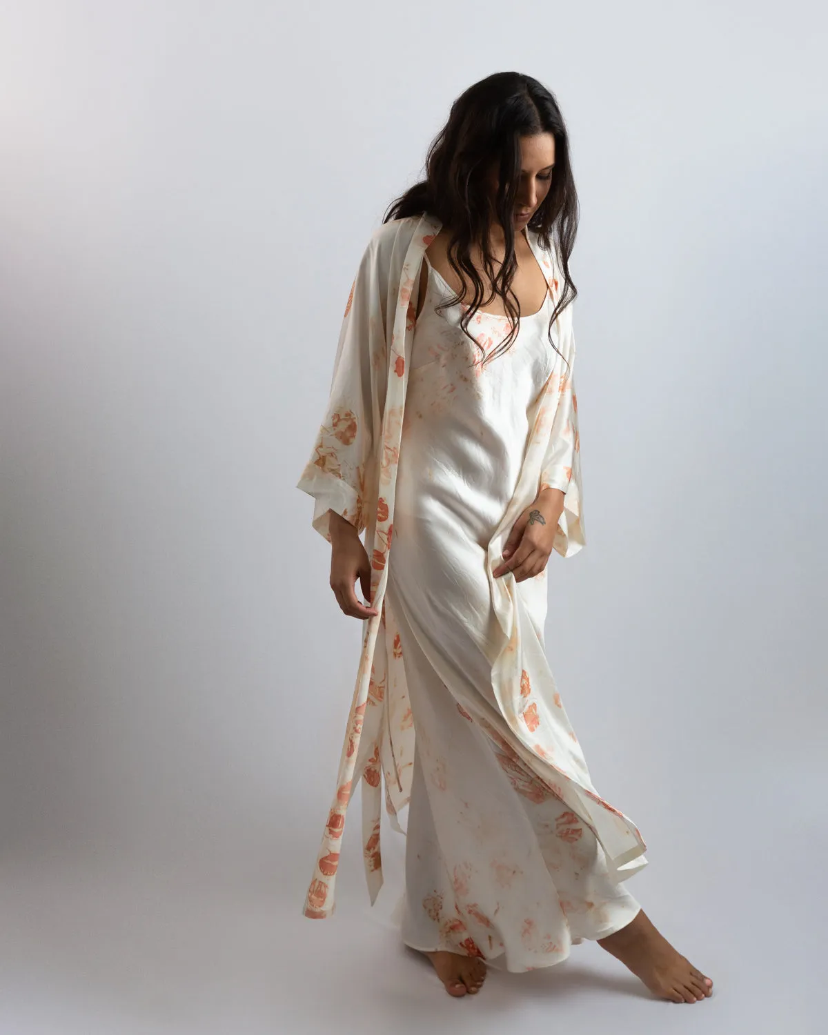 Silk Kimono Robe - Eucalyptus