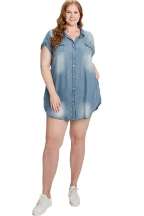 Vintage Denim Tencel Tunic / Mini Dress
