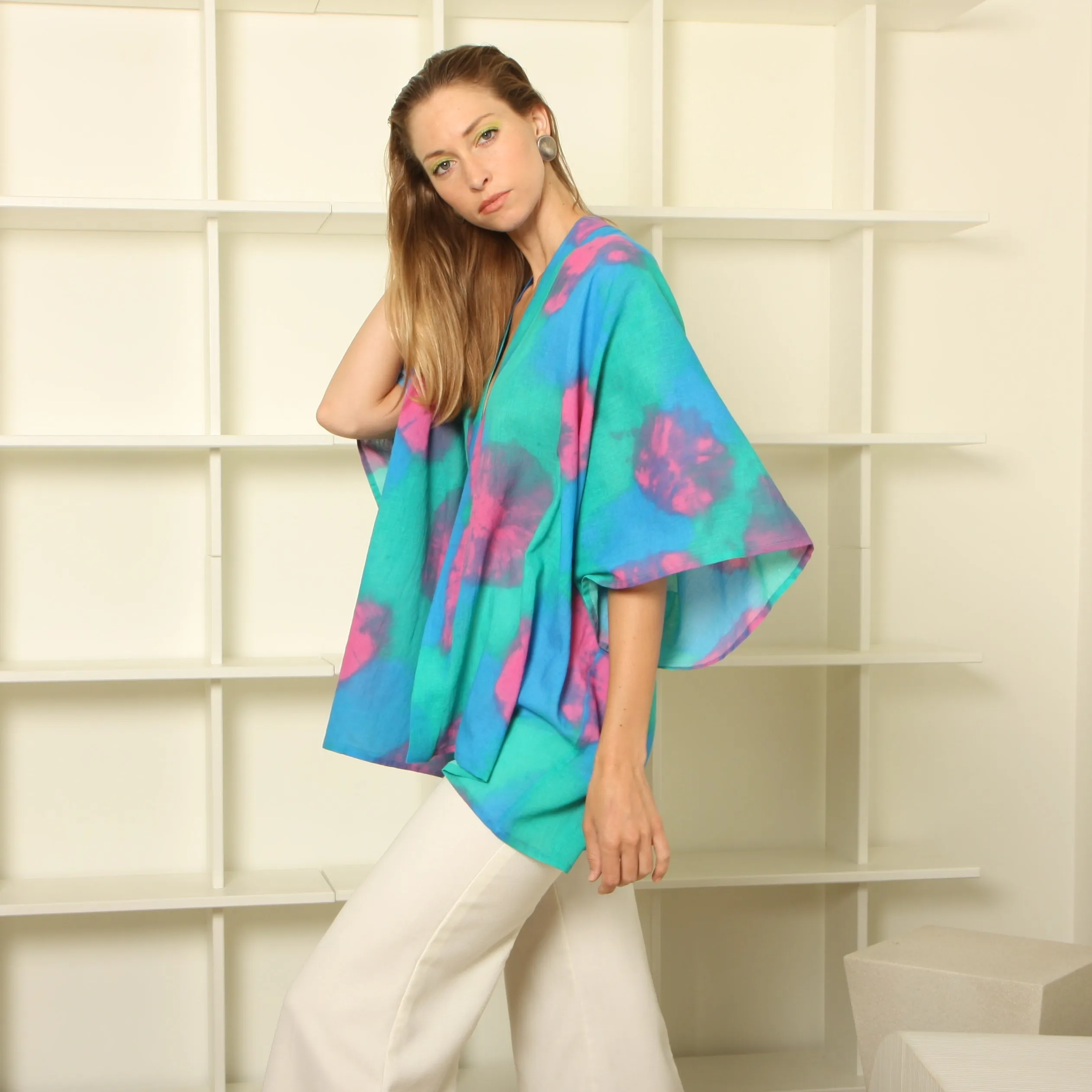 Vintage Hand Dyed Gauze Rorschach Kimono