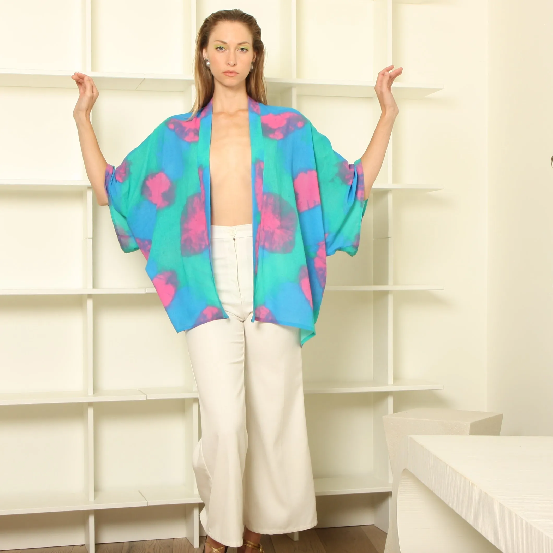 Vintage Hand Dyed Gauze Rorschach Kimono