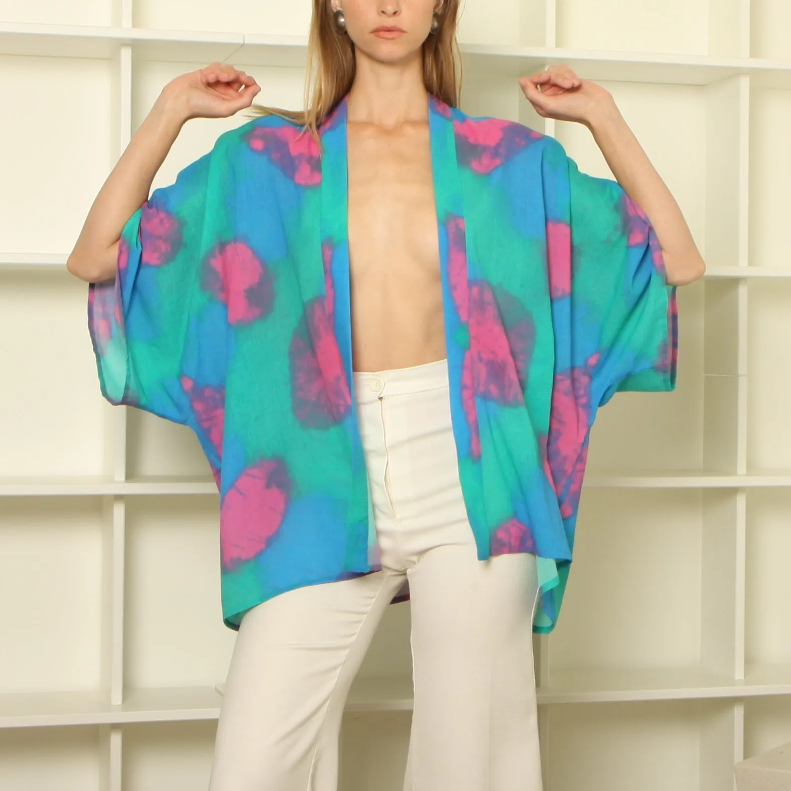Vintage Hand Dyed Gauze Rorschach Kimono