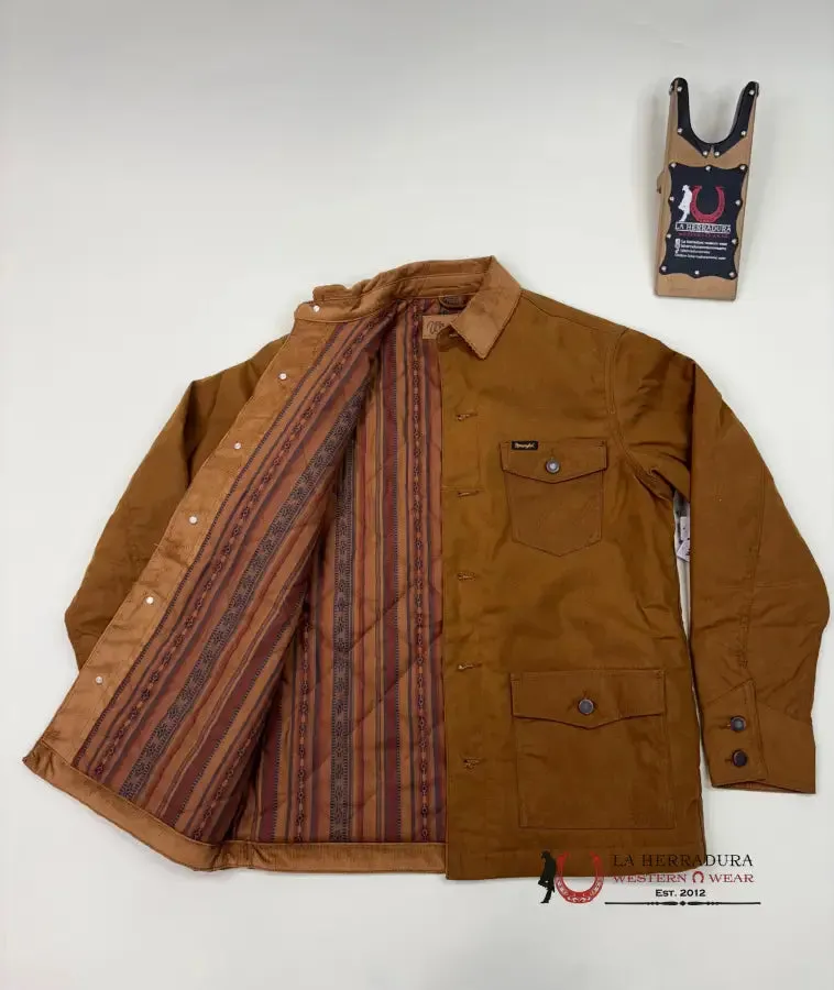Wrangler Men's Western Lined Canvas Barn Coat in Hay Bale